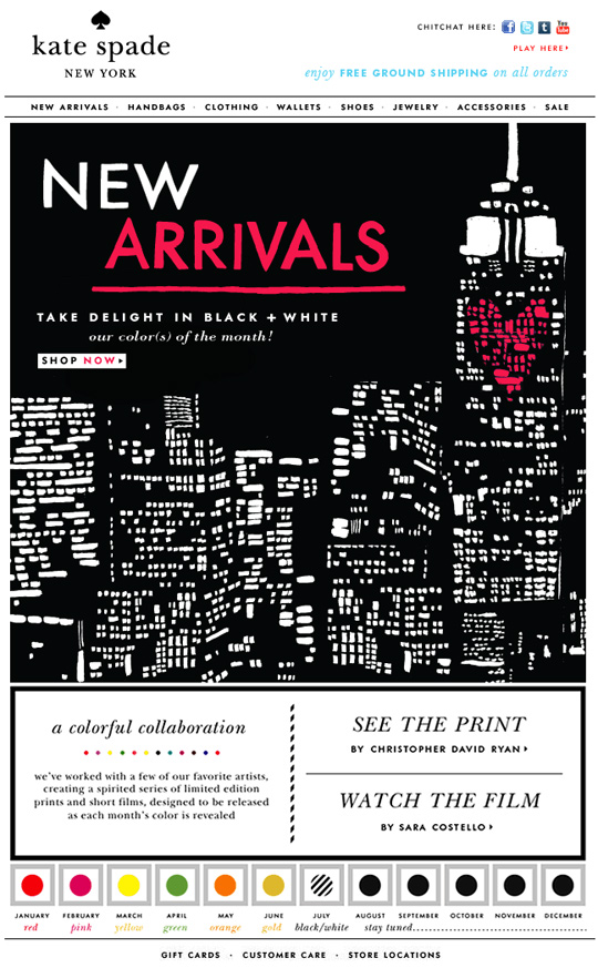 Headline：new arrivals + the color of the month is…